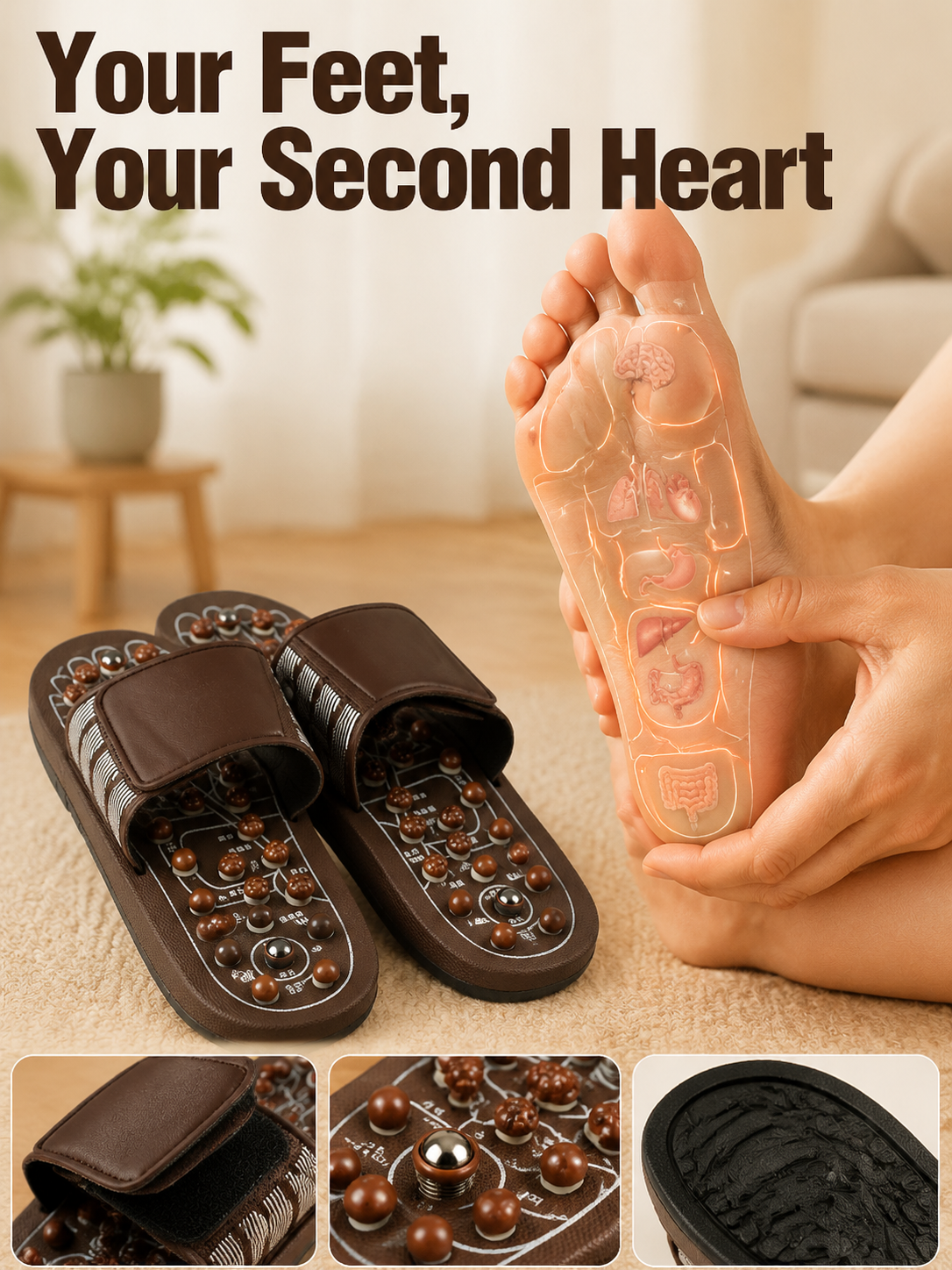 Ad justable Acupressure Massage Slippers with Rotatable Spring Nodes-MHW