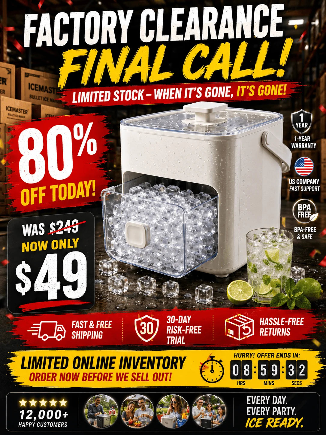 Your Portable ice station! Take fresh ice any where life takes you Ice maker-MHW