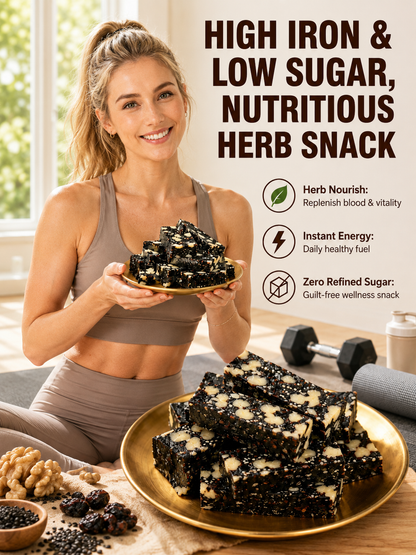 Mulberry Rehmannia & Black Goji Sesame Cake – Soft Herbal Nut Snack, Low Sugar Energy Bar-MHW