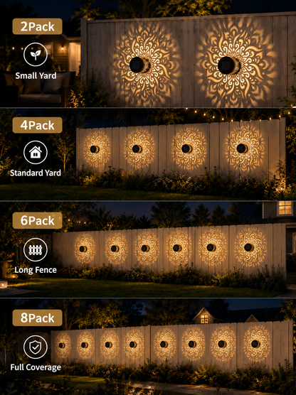 Solar Mandala Fence Lights, Outdoor Wall Decor-MHW