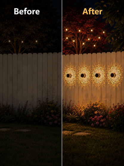 Solar Mandala Fence Lights, Outdoor Wall Decor-MHW
