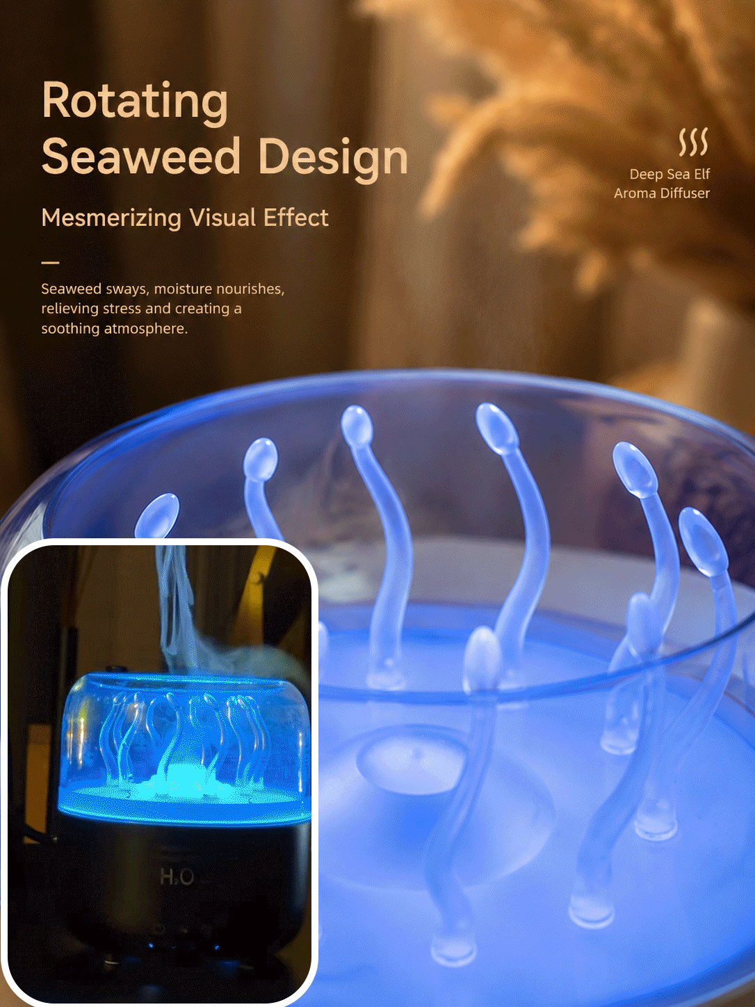 Rotating Seaweed Aroma Diffuser & Cool Mist Humidifier-MHW