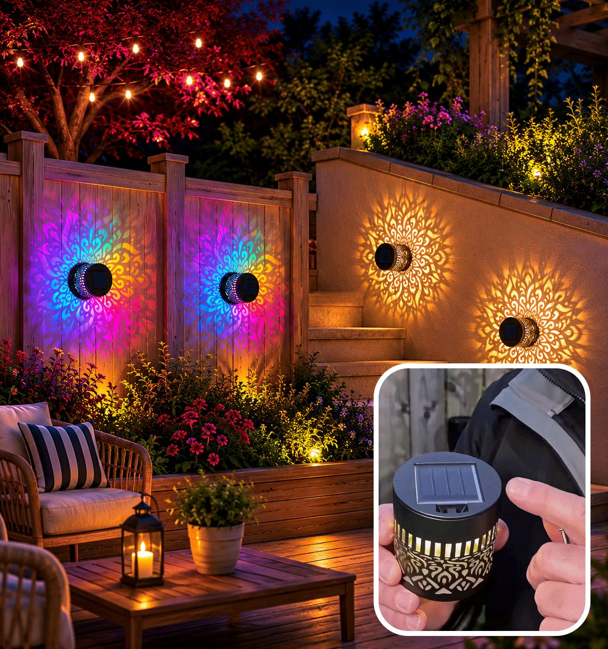Solar Mandala Fence Lights, Outdoor Wall Decor-MHW