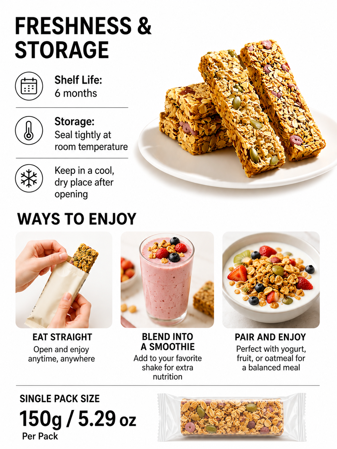 🥚Oat Protein Granola Bars Low Calorie Snack-MHW