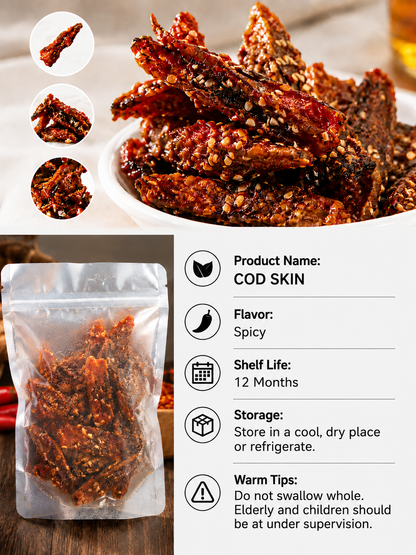 🌶️Premium Crispy Spicy Cod Skin Snack | Crunchy Seafood Chips-MHW