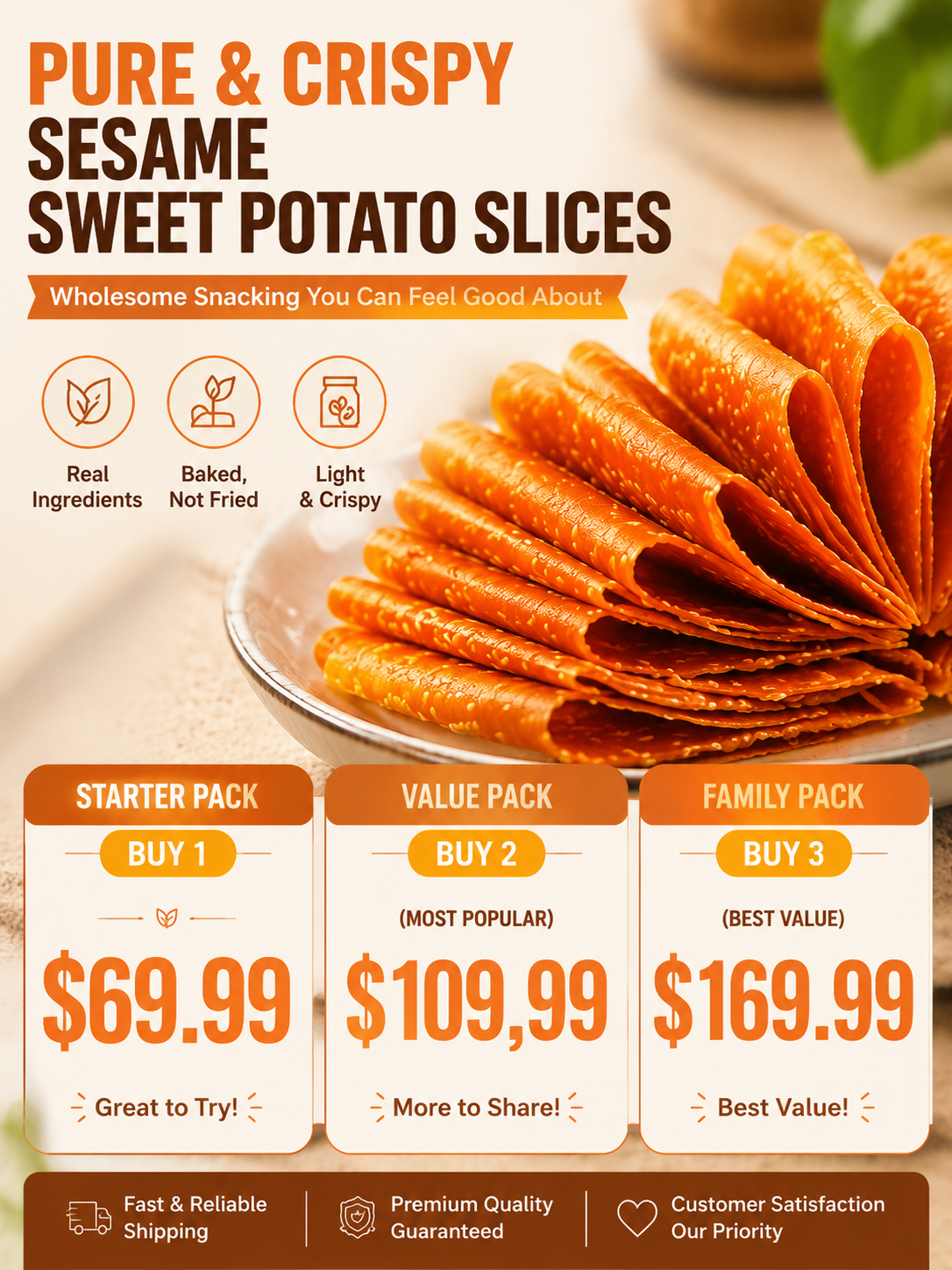 🍠Classic Large Sweet Potato Chips – Crispy Handmade Sweet Potato Snack with Natural Flavor-MHW