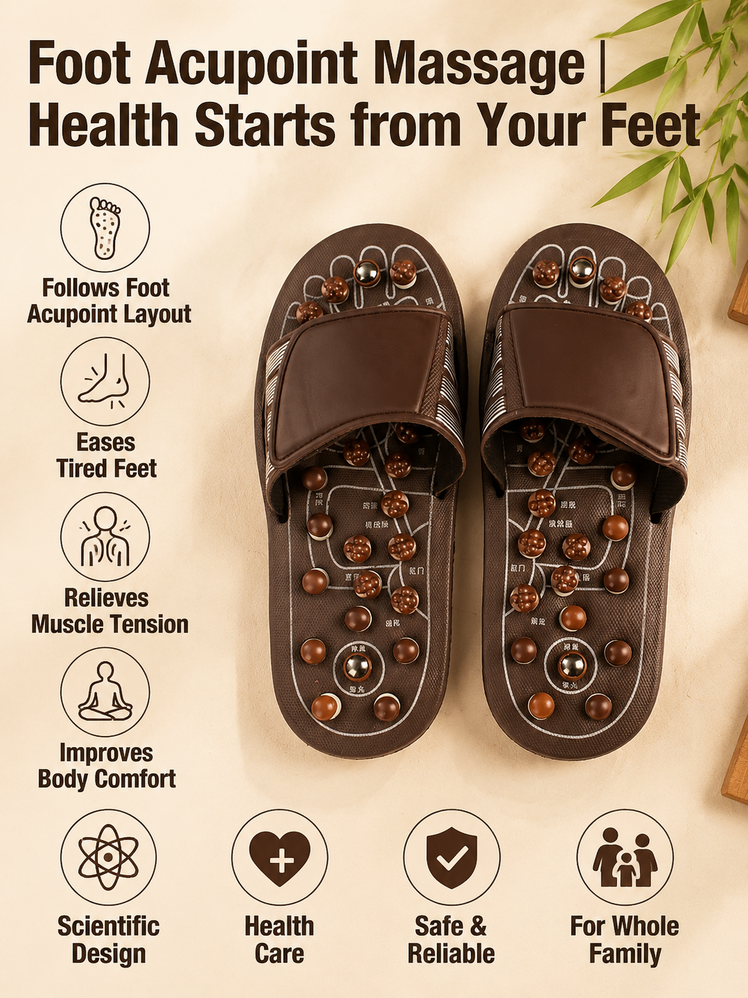 Ad justable Acupressure Massage Slippers with Rotatable Spring Nodes-MHW