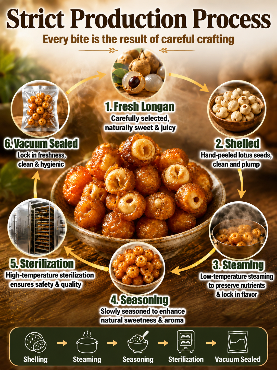 Longan Wrapped Lotus Seeds. Natural Ready-to-Eat Dried Fruit Snack for HeaIth & Relaxation-MHW