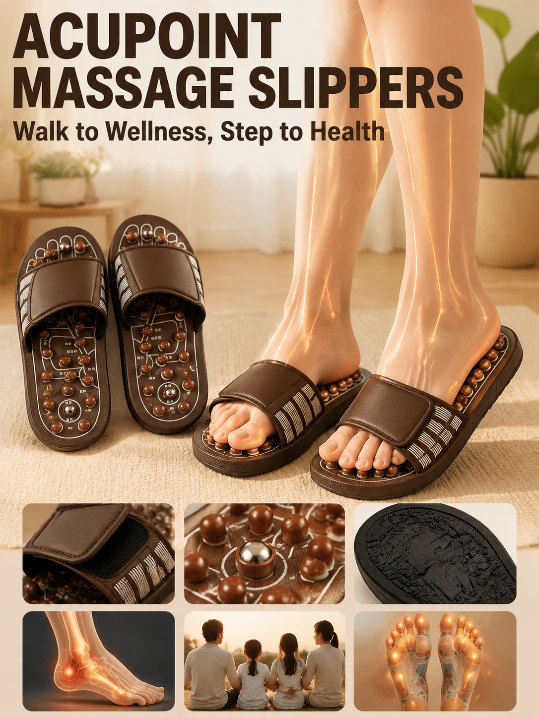 Ad justable Acupressure Massage Slippers with Rotatable Spring Nodes-MHW