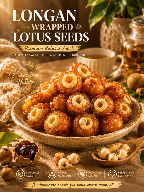 Longan Wrapped Lotus Seeds. Natural Ready-to-Eat Dried Fruit Snack for HeaIth & Relaxation-MHW