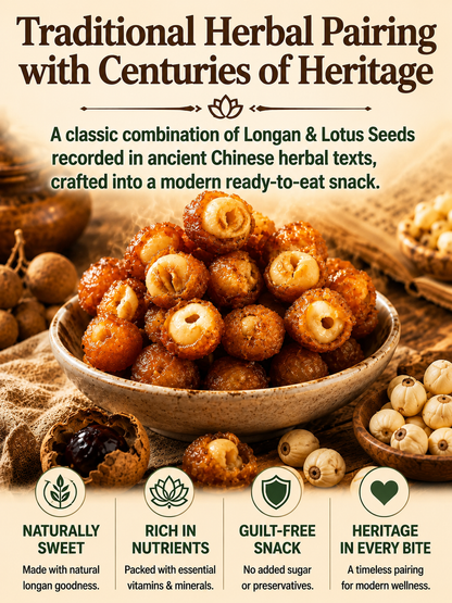 Longan Wrapped Lotus Seeds. Natural Ready-to-Eat Dried Fruit Snack for HeaIth & Relaxation-MHW