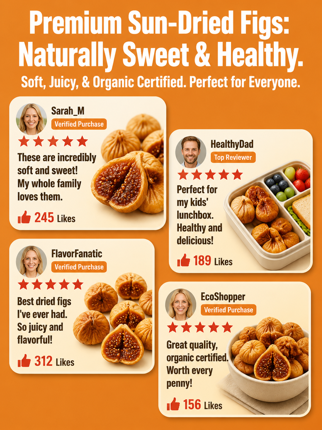 😋Natural Sun-Dried Figs – Sweet & Chewy Healthy Fruit Snack-MHW