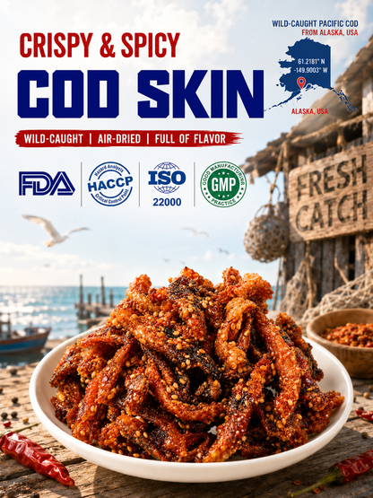 🌶️Premium Crispy Spicy Cod Skin Snack | Crunchy Seafood Chips-MHW