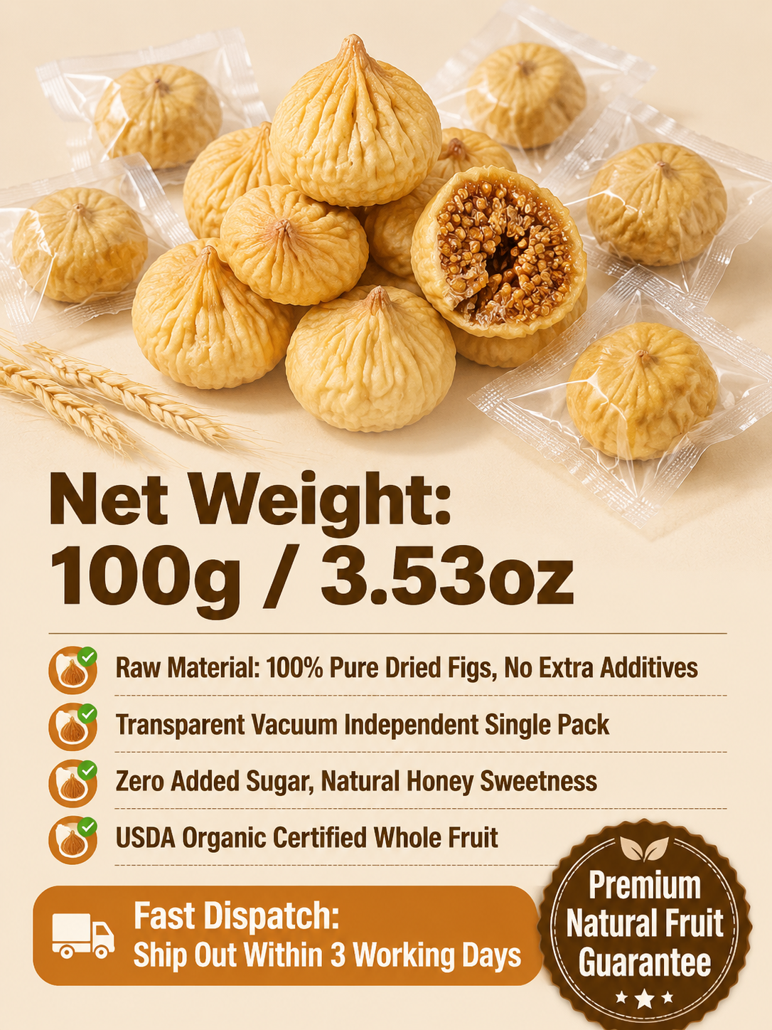 😋Natural Sun-Dried Figs – Sweet & Chewy Healthy Fruit Snack-MHW